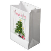 kerstboom met rood cadeau medium cadeauzakje (Voorkant Gekanteld)