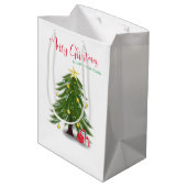 kerstboom met rood cadeau medium cadeauzakje (Achterkant Gekanteld)