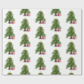 kerstboom met rood cadeau omslagpapier cadeaupapier (Vlak)