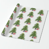 kerstboom met rood cadeau omslagpapier cadeaupapier (Uitgerold)