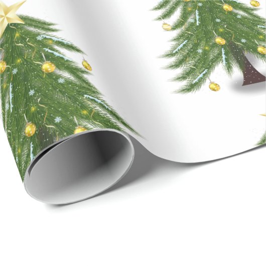 kerstboom met rood cadeau omslagpapier cadeaupapier (Rol Hoek)