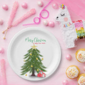 Kerstboom met rood cadeau papier Bord (Feest)