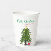 kerstboom met rood cadeau papieren bekers (Achterkant)