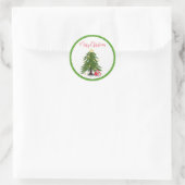 kerstboom met rood cadeau ronde sticker (Tas)