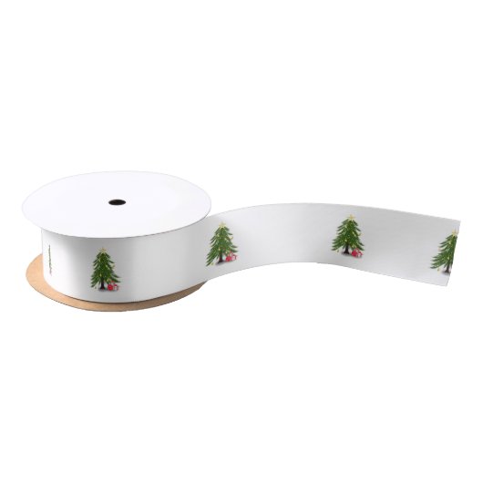 kerstboom met rood cadeau satijnen lint (Spoel)