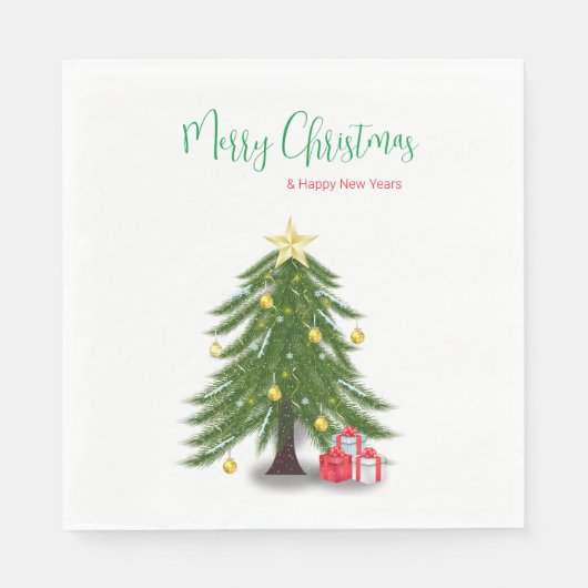 kerstboom met rood cadeau servet (Voorkant)