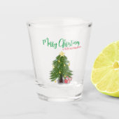 kerstboom met rood cadeau shot glas (Voorkant)