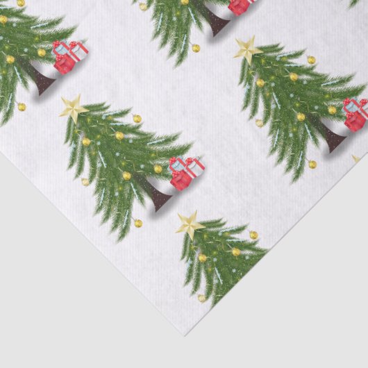 kerstboom met rood cadeau tissuepapier (Detail)