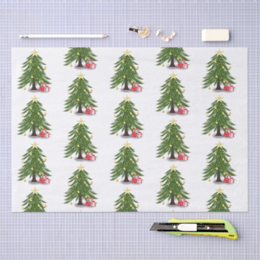 kerstboom met rood cadeau tissuepapier (Craft)