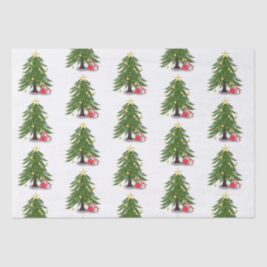 kerstboom met rood cadeau tissuepapier (Voorkant)