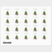 kerstboom met rood cadeau vierkante sticker (Vel)