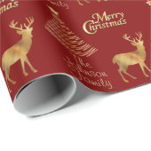 Kerstboom met rood en goudkribbel / Deer Cadeaupapier (Rol Hoek)