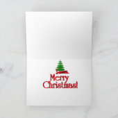 Kerstboom met rood lint feestdagen kaart (Binnen)