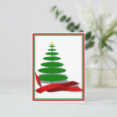 Kerstboom met rood lint feestdagenkaart (Staand voorkant)