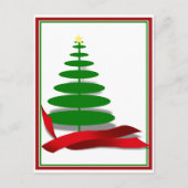Kerstboom met rood lint feestdagenkaart (Voorkant)