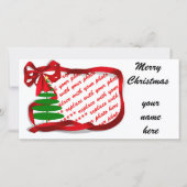Kerstboom met rood lint feestdagenkaart (Voorkant)
