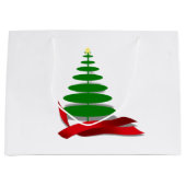 Kerstboom met rood lint groot cadeauzakje (Voorkant)