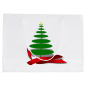 Kerstboom met rood lint groot cadeauzakje (Achterkant)