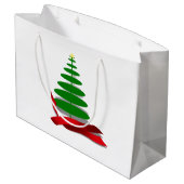 Kerstboom met rood lint groot cadeauzakje (Achterkant Gekanteld)
