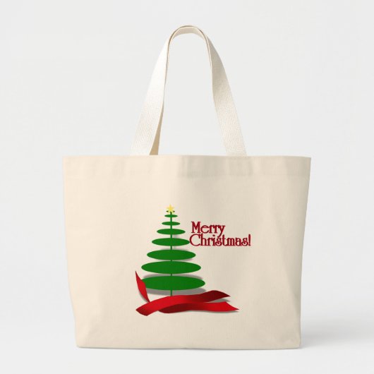 Kerstboom met rood lint grote tote bag (Voorkant)