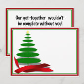 Kerstboom met rood lint kaart (Voorkant / Achterkant)