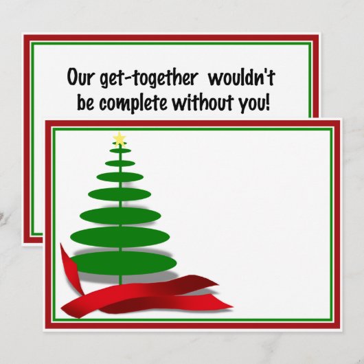 Kerstboom met rood lint kaart (Voorkant / Achterkant)
