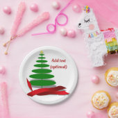 Kerstboom met rood lint papieren bordje (Feest)