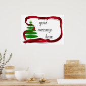 Kerstboom met rood lint poster (Keuken)