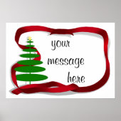 Kerstboom met rood lint poster (Voorkant)