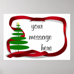 Kerstboom met rood lint poster