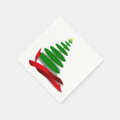 Kerstboom met rood lint servet (Hoek)