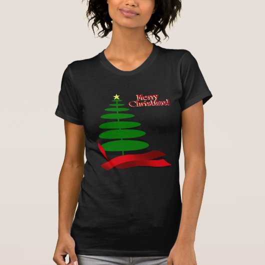 Kerstboom met rood lint t-shirt (Voorkant)