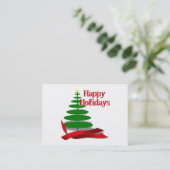 Kerstboom met rood lint visitekaartje (Staand voorkant)