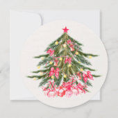 Kerstboom met roze strik en geschenken kaart (Achterkant)