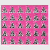 Kerstboom met roze zebraprint cadeaupapier (Vlak)