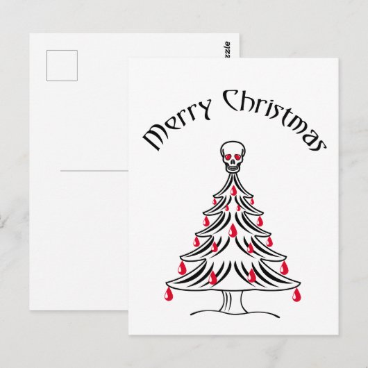 kerstboom met schedel briefkaart (Voorkant / Achterkant)
