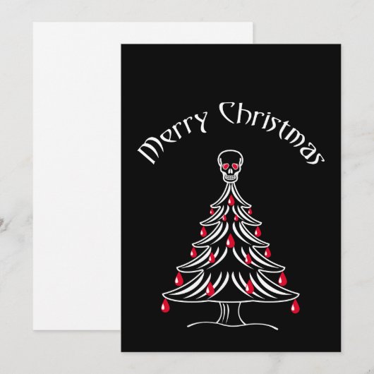 kerstboom met schedel feestdagenkaart (Voorkant / Achterkant)