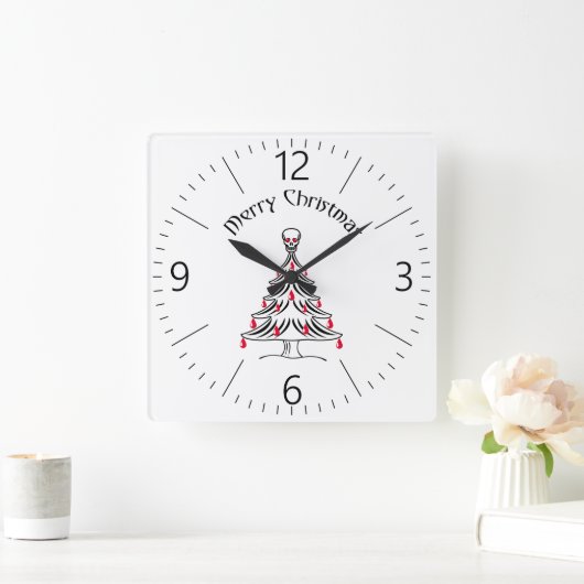 kerstboom met schedel vierkante klok (Huis)