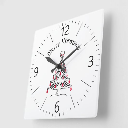 kerstboom met schedel vierkante klok (Hoek)