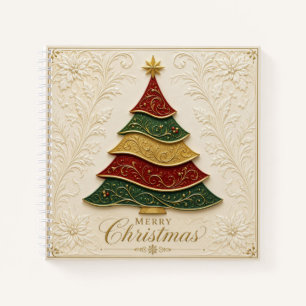 Kerstboom met sierlijke gouden emaille notitieboek