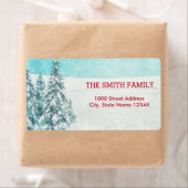Kerstboom met sneeuw achtergrondlabel etiket (Insitu)
