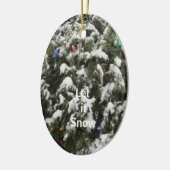 Kerstboom met sneeuw en licht keramisch ornament (Links)