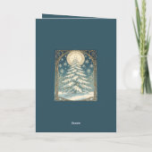 Kerstboom met Sneeuw en Stervormig Feestdagen Kaart (Achterkant)