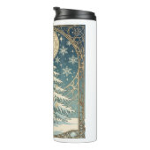 Kerstboom met sneeuw en stervormige decoraties thermosbeker (Geroteerd rechts)