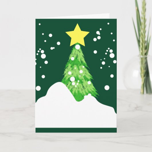 Kerstboom met sneeuw feestdagen kaart (Voorkant)