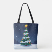 Kerstboom met Sneeuw Tote Bag (Achterkant)