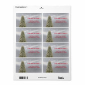 Kerstboom met sneeuwachtergrond etiket (Full Sheet)