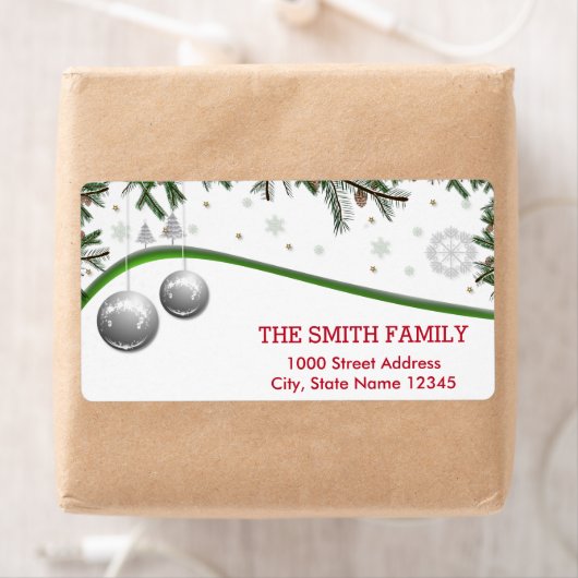 kerstboom met sneeuwachtergrond etiket (Insitu)