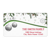 kerstboom met sneeuwachtergrond etiket (Voorkant)