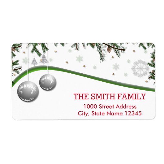 kerstboom met sneeuwachtergrond etiket (Voorkant)